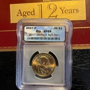 2007-P James Madison $1 Presidential Dollar - ICG graded SP69